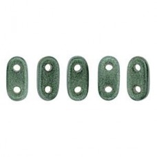 2x6mm CzechMates 2-H Bar Beads-Met Suede Lt Green - 10gm
