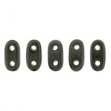 2x6mm CzechMates 2-H Bar Beads-Met Suede Dk Green - 10gm