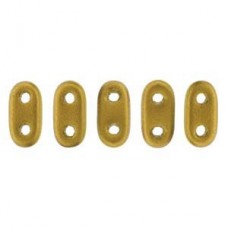 2x6mm CzechMates 2-Hl Bar Beads - Matte Met Ant Gold