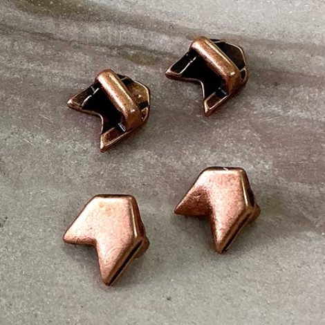 3mm Flat Leather Chevron Slider - Ant Copper - Pack of 2 3mm Flat Leather Chevron Slider - Ant Copper - Pack of 2