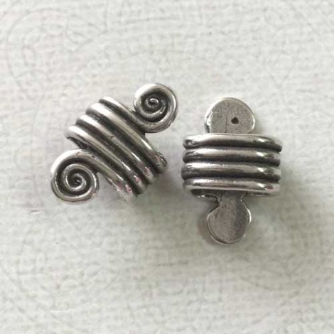 25x18mm Ant Silver Spiral Spacer for Licorice Leather