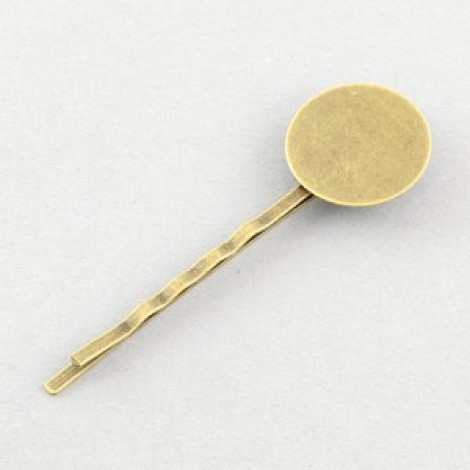 55mm Ant Brass Plated Bobby Pins with 10mm Flat Pad
