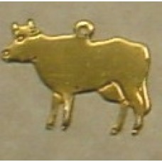 17mm Cow Raw Brass Charm - Pack of 2