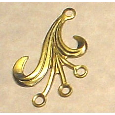 30mm Leaf Drop Raw Brass Finding - Left - Pack of 4