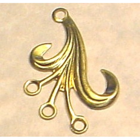 30mm Leaf Drop Raw Brass Finding - Right - Pack of 4