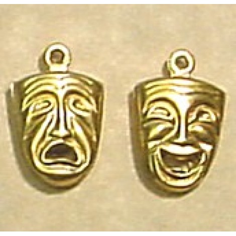 10mm Comedy-Tragedy Mask (Double Sided) Brass Charm