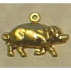 15mm Pig Raw Brass Charm