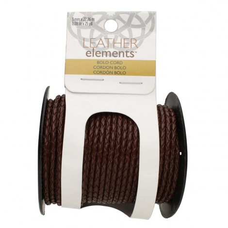 3mm Beadsmith Dark Brown Bolo Woven Leather Cord - 25yd (22.86m) Roll 3mm Beadsmith Dark Brown Bolo Woven Leather Cord - 25yd (22.86m) Roll