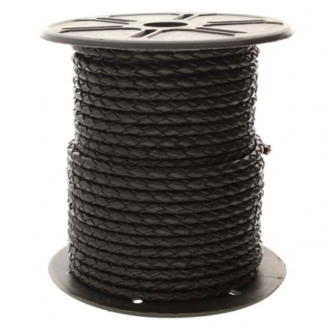 4mm Beadsmith Black Bolo Woven Leather Cord - 25yd (22.86m) Roll 4mm Beadsmith Black Bolo Woven Leather Cord - 25yd (22.86m) Roll