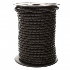 5mm Black Beadsmith Bolo Braided Leather Cord - Per 25cm