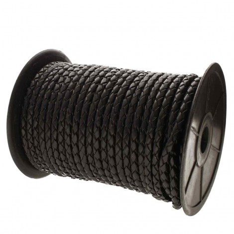 5mm Black Beadsmith Bolo Braided Leather Cord - 22.86m (25yd) Roll