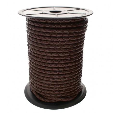 5mm Beadsmith Dark Brown Bolo Braided Leather Cord - Per 25cm 5mm Beadsmith Dark Brown Bolo Braided Leather Cord - Per 25cm