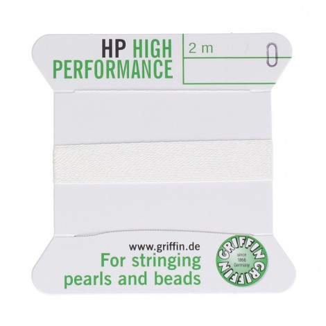 Griffin High Performance Bead Cord - White -Size 0 (0.30mm) - 2 metres Griffin High Performance Bead Cord - White -Size 0 (0.30mm) - 2 metres