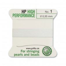 Griffin High Performance Bead Cord - White -Size 1 (0.35mm) - 2 metres
