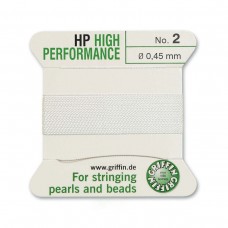 Griffin High Performance Bead Cord - White -Size 2 (0.45mm) - 2 metres