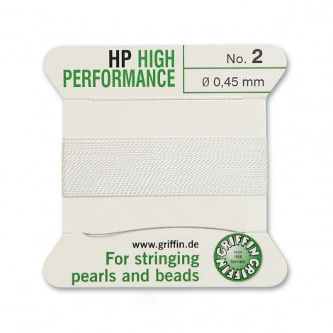 Griffin High Performance Bead Cord - White -Size 2 (0.45mm) - 2 metres Griffin High Performance Bead Cord - White -Size 2 (0.45mm) - 2 metres