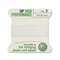 Griffin High Performance Bead Cord - White -Size 3 (0.50mm) - 2 metres