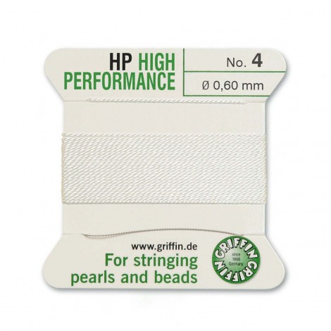 Griffin High Performance Bead Cord - White -Size 4 (0.60mm) - 2 metres Griffin High Performance Bead Cord - White -Size 4 (0.60mm) - 2 metres