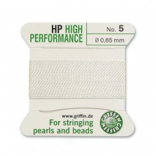 Griffin High Performance Bead Cord - White -Size 5 (0.65mm) - 2 metres