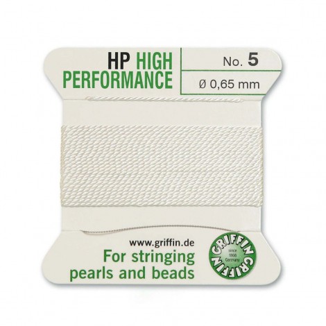 Griffin High Performance Bead Cord - White -Size 5 (0.65mm) - 2 metres Griffin High Performance Bead Cord - White -Size 5 (0.65mm) - 2 metres