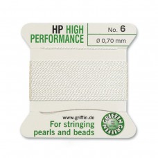 Griffin High Performance Bead Cord - White -Size 6 (0.70mm) 2 metres