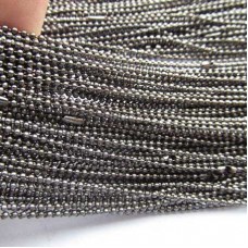 1.5mm x 70cm (27in) Gunmetal Plated Ball Chain Necklace w/clasp - Each