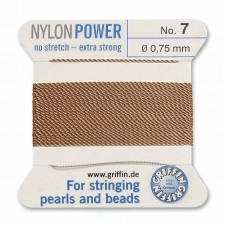 Griffin Nylon Bead Power Cord - Beige - Size 7 (0.75mm) - 2 metres