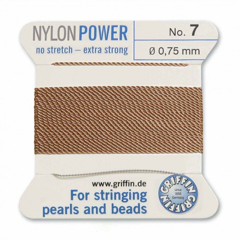 Griffin Nylon Bead Power Cord - Beige - Size 7 (0.75mm) - 2 metres