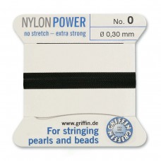 Griffin Nylon Bead Power Cord - Black - Size 2 (0.3mm) - 2 metres