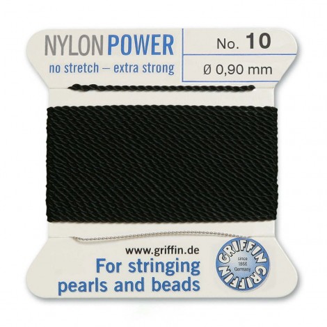 Griffin Nylon Bead Power Cord - Black - Size 10 (0.9mm) - 2 metres