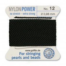 Griffin Nylon Bead Power Cord - Black - Size 12  (0.98mm) - 2 metres