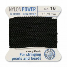 Griffin Nylon Bead Power Cord - Black - Size 16  (1.05mm) - 2 metres