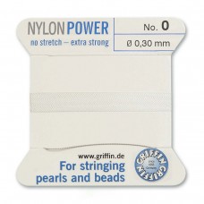 Griffin Nylon Bead Power Cord - White - Size 0 (0.3mm) - 2 metres