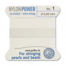 Griffin Nylon Bead Power Cord - White - Size 1 (0.35mm) - 2 metres