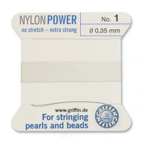 Griffin Nylon Bead Power Cord - White - Size 1 (0.35mm) - 2 metres Griffin Nylon Bead Power Cord - White - Size 1 (0.35mm) - 2 metres
