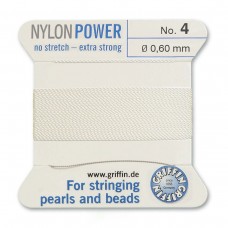 Griffin Nylon Bead Power Cord - White - Size 4 (0.6mm) - 2 metres