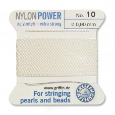 Griffin Nylon Bead Power Cord - White - Size 10 (0.9mm) - 2 metres