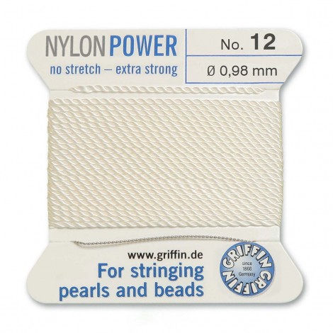 Griffin Nylon Bead Power Cord - White - Size 12 (0.98mm) - 2 metres Griffin Nylon Bead Power Cord - White - Size 12 (0.98mm) - 2 metres