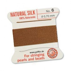 Griffin Silk Bead Cord - 2m Bobbin with Needle - Cornelian - Sizes 0-16