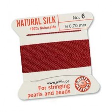 Griffin Silk Bead Cord - 2m Bobbin with Needle - Garnet - Sizes 0-16