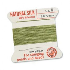 Griffin Silk Bead Cord - 2m Bobbin with Needle - Jade - Sizes 0-16
