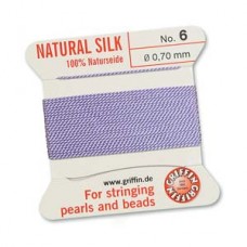 Griffin Silk Bead Cord - 2m Bobbin with Needle - Lilac - Sizes 0-16
