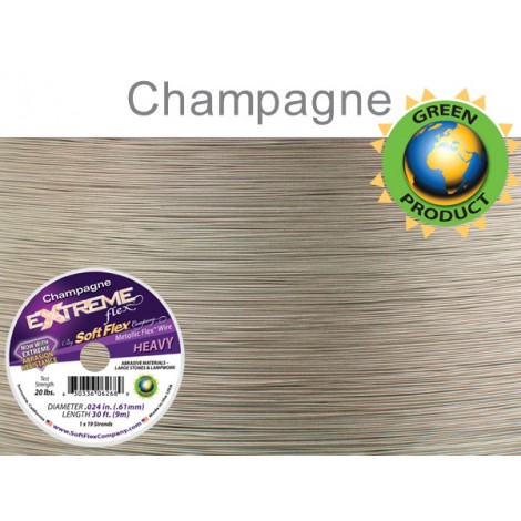 .024" (.61mm) 19st Soft Flex Heavy Metallic Champagne Gold Beading Wire - 30ft