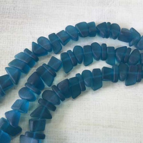 15x10mm Cultured Sea Glass Pebbles - Teal