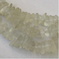 9x6mm Cultured Sea Glass Pebble Beads - Frosted Clear