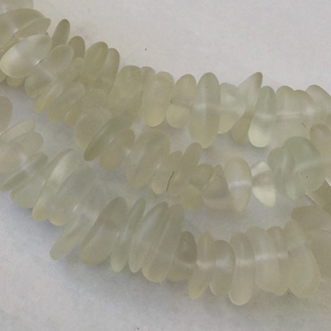 9x6mm Cultured Sea Glass Pebble Beads - Frosted Clear - Per Strand 9x6mm Cultured Sea Glass Pebble Beads - Frosted Clear - Per Strand