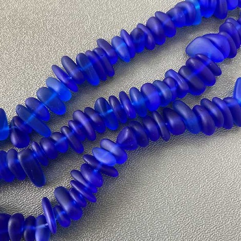 9x6mm Cultured Sea Glass Pebble Beads - Royal Blue - Strand 9x6mm Cultured Sea Glass Pebble Beads - Royal Blue - Strand