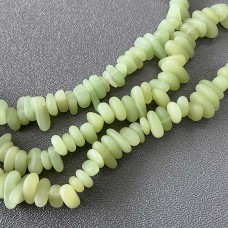 9x6mm Cultured Sea Glass Pebble Beads - Olive Green - Strand