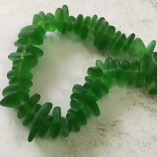 12x9mm Cultured Sea Glass Pebble Beads - Shamrock Green