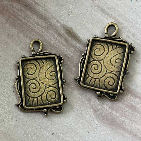 20x30mm (15x9mmID) JBB Antique Brass Frame Charm - Pack of 2 20x30mm (15x9mmID) JBB Antique Brass Frame Charm - Pack of 2